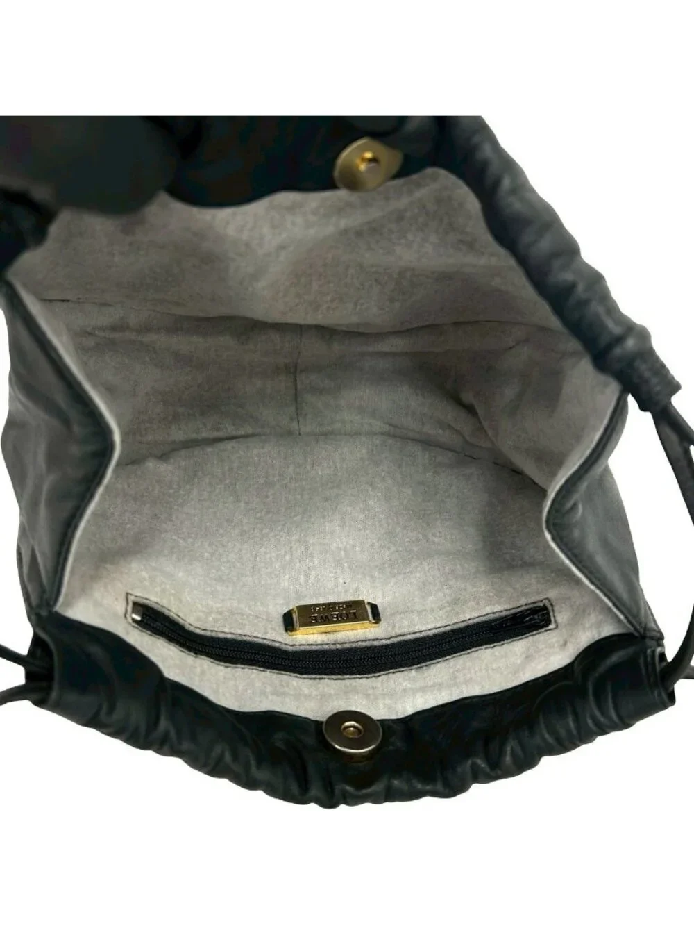 Loewe Vintage Anagram Logo Nappa Leather Drawstring Mini Shoulder Bag Pochette